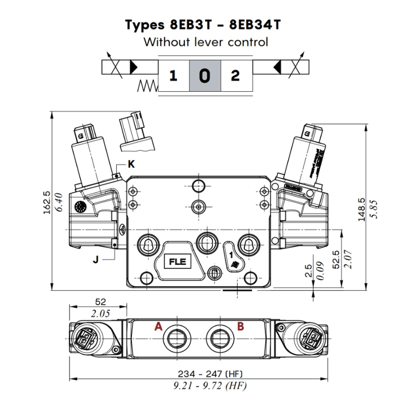 Walvoil DPX100 8EB3T 12VDC Electrohydraulic Spool Control Kit Two-Side